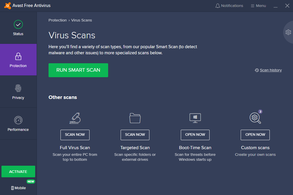 Avast Free Antivirus скриншот (фото)
