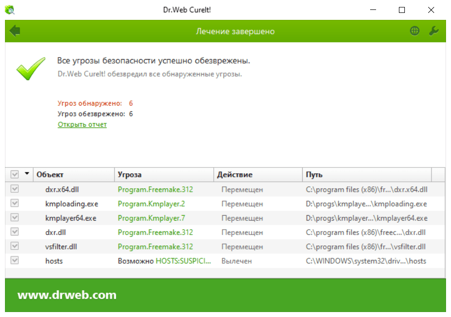 Dr.Web Cureit! скриншот (фото)