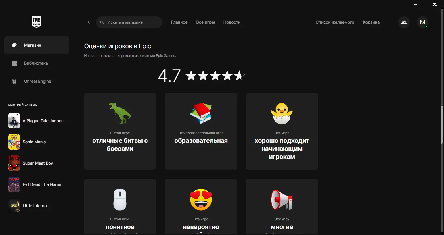 Epic Games Store скриншот (фото)