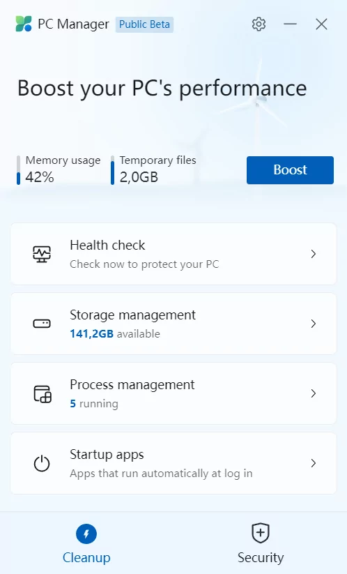 Microsoft PC Manager скриншот (фото)