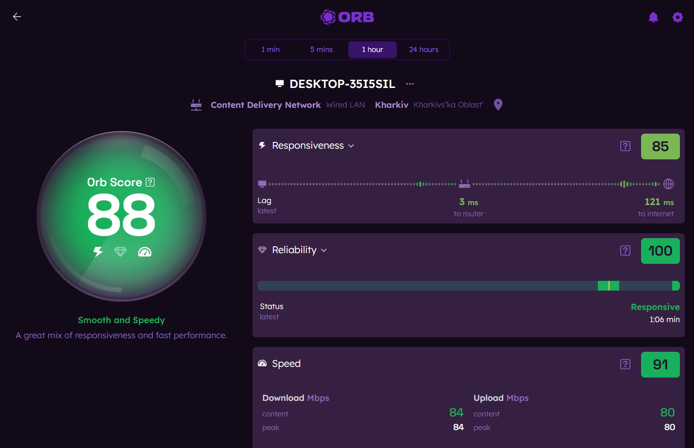 Orb Speedtest скриншот (фото)