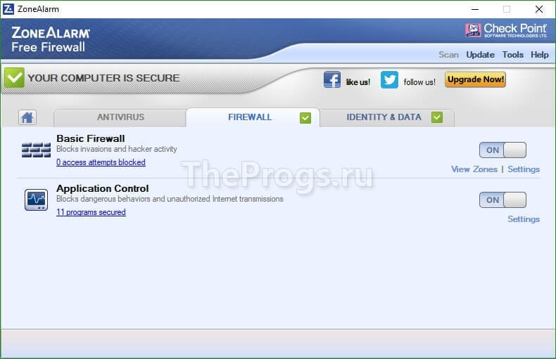 ZoneAlarm Free Firewall скриншот (фото)